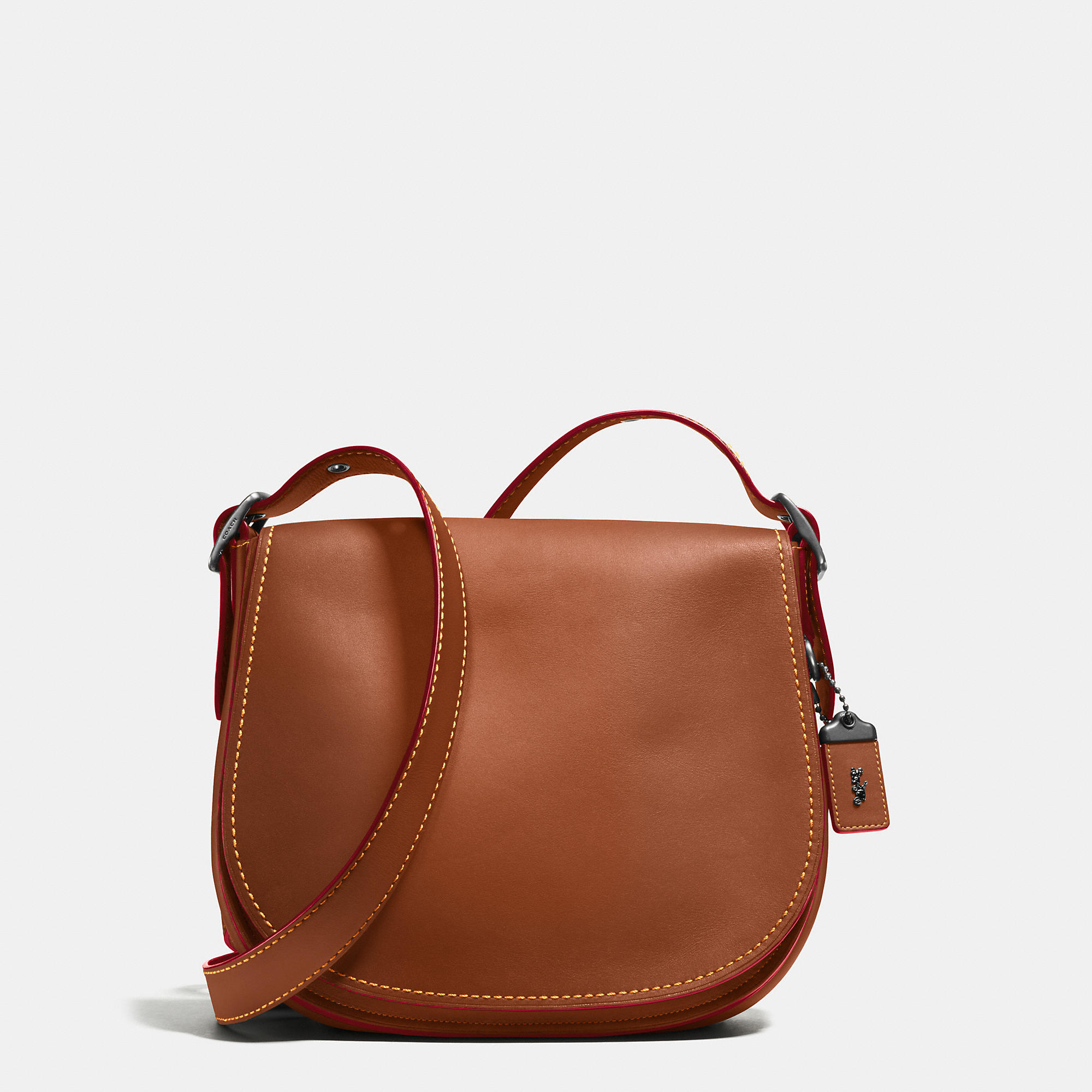 COACH Saddle Bag In Burnished Glovetanned Leather in Black Lyst